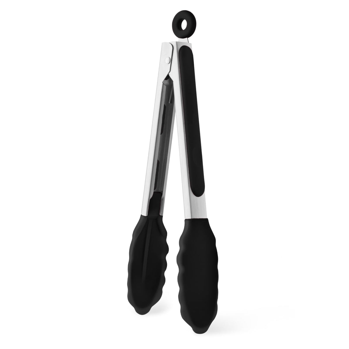 12-Inch Kitchen Tongs for Cooking with Silicone Tip,Black