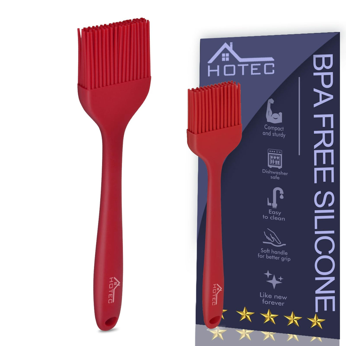 HOTEC 600°F Heat Resistant Silicone Basting &Pastry Brushes, Purple 2