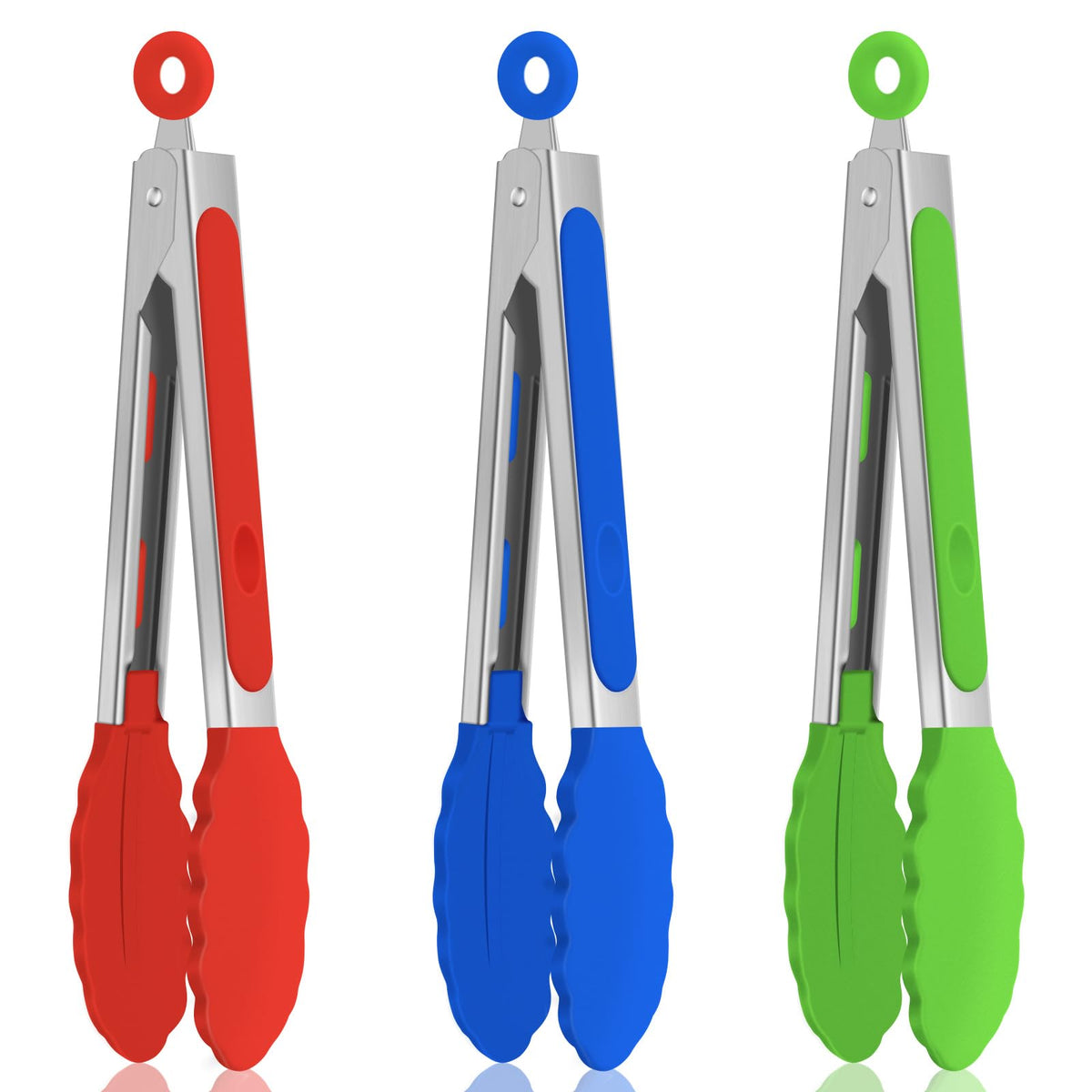 Tongs for Cooking, Stainless Steel Kitchen Tongs with Silicone Tips