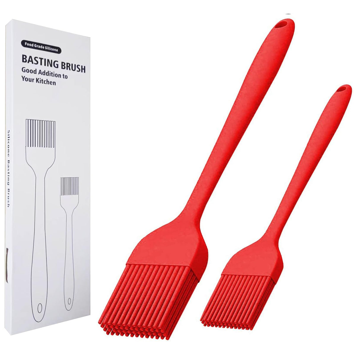 Silicone Basting Brush 2 Pcs Pastry Brush for Oil, BBQ, Grill, Sauce Baking Cooking, Dishwasher Safe (Blue)