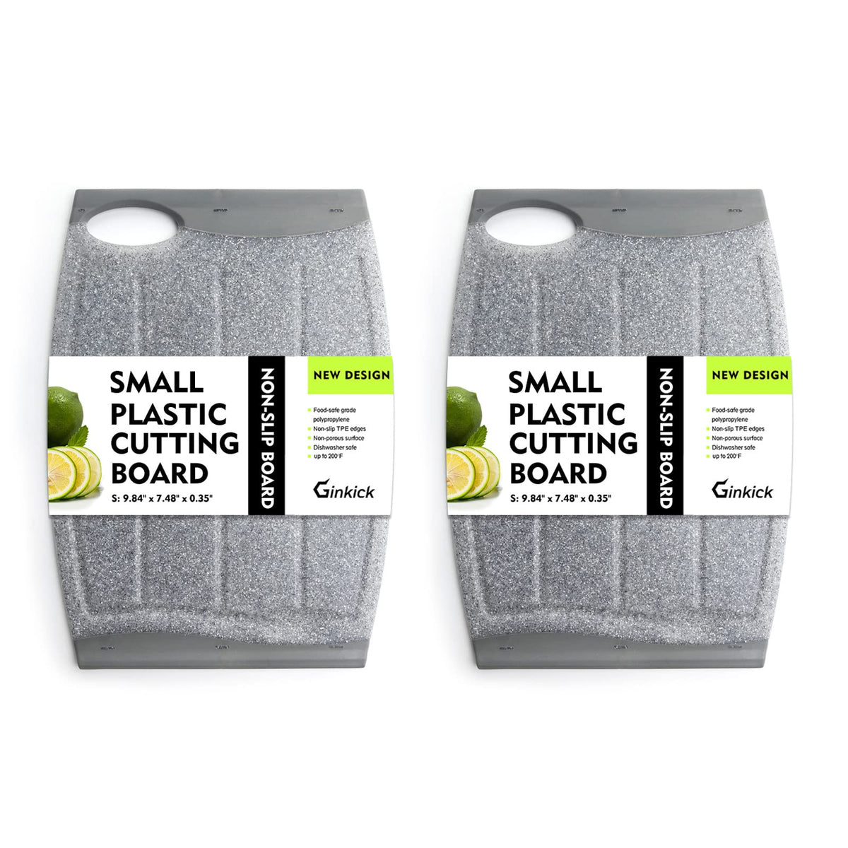 Small Plastic Cutting Board Set of 2 with Multiple Juice Grooves, 9.8" x 7"