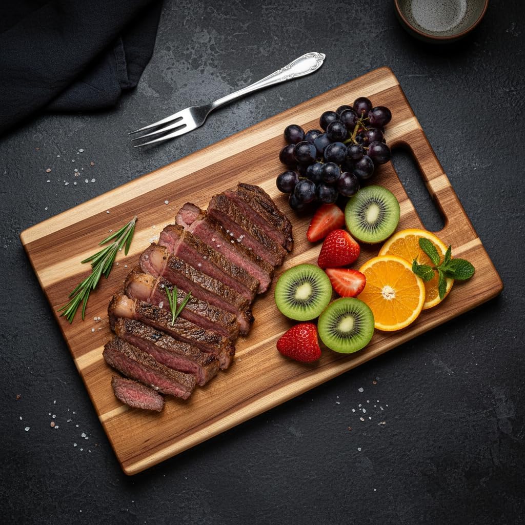 Small Acacia Wood Cutting Board with Handle, Wood Cutting Board for Kitchen