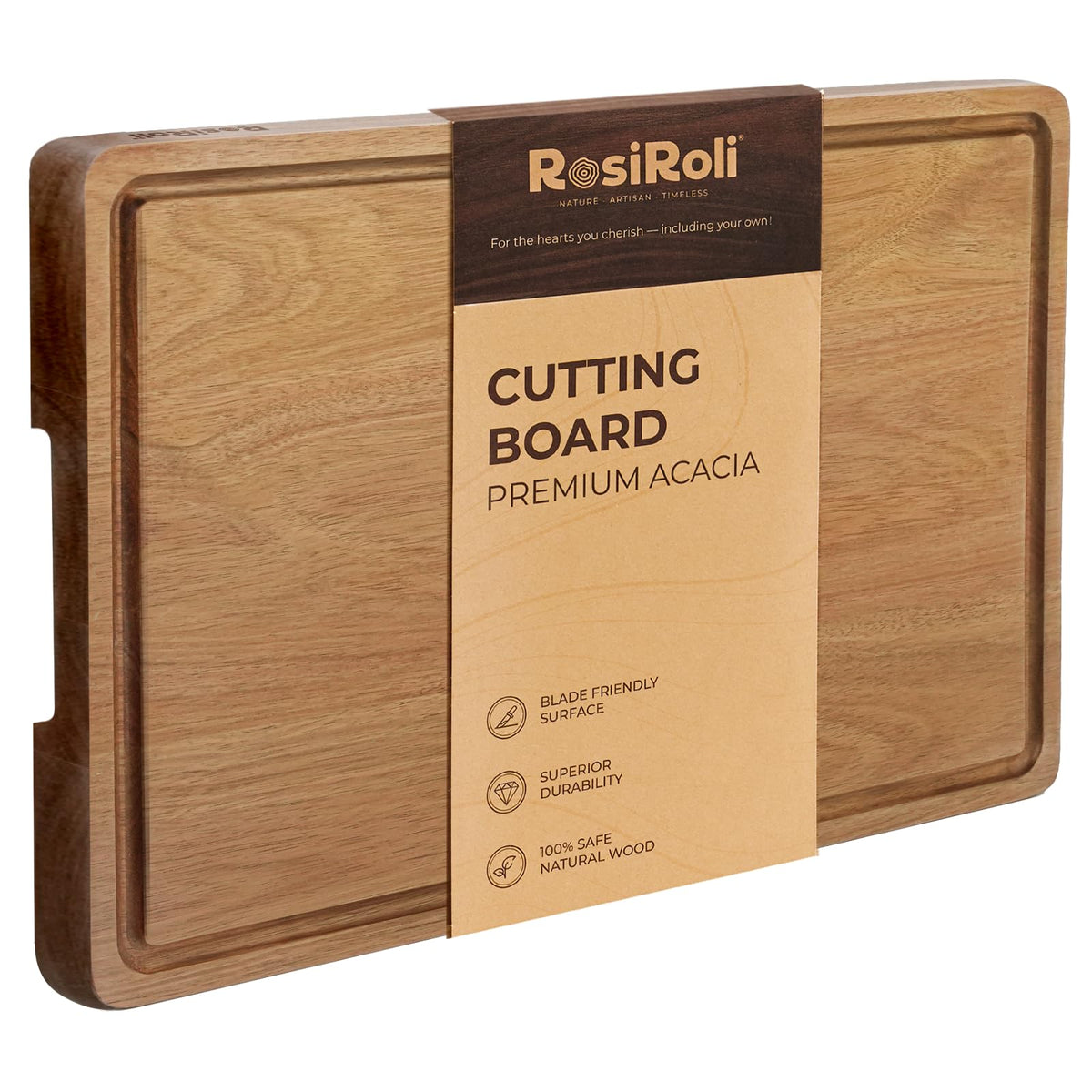 Small Acacia Wood Cutting Board for Kitchen, 11.5x7 Inch