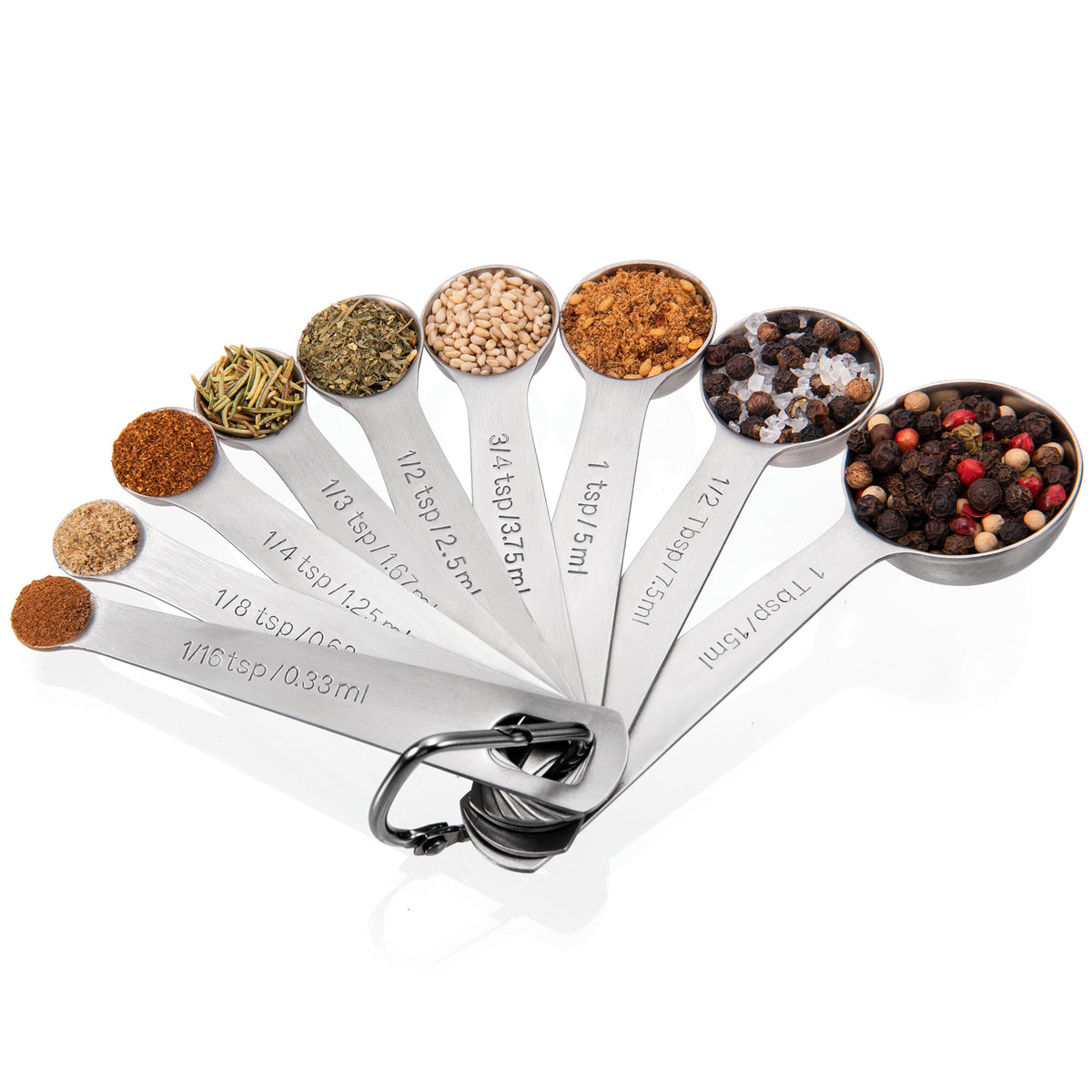 Doosu 18/8 Stainless Steel Measuring Spoons with Engraved Metric (Set of 5)