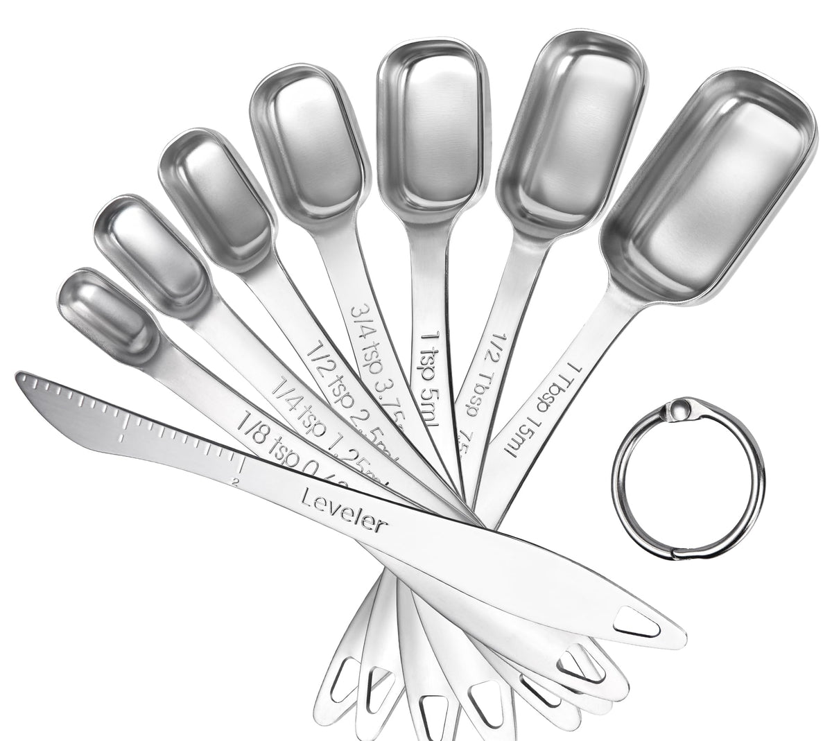 U-Taste 18/8 Stainless Steel Measuring Spoons Set of 7, Teaspoon Tablespoon