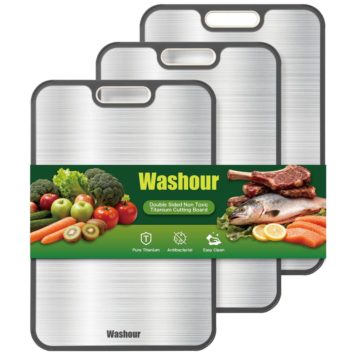 Non Toxic Titanium Cutting Board for Kitchen, Food Grade Titanium Cutting Boards 2 in 1 Double Sides, Non Slip Cutting Mat 15" x 10"