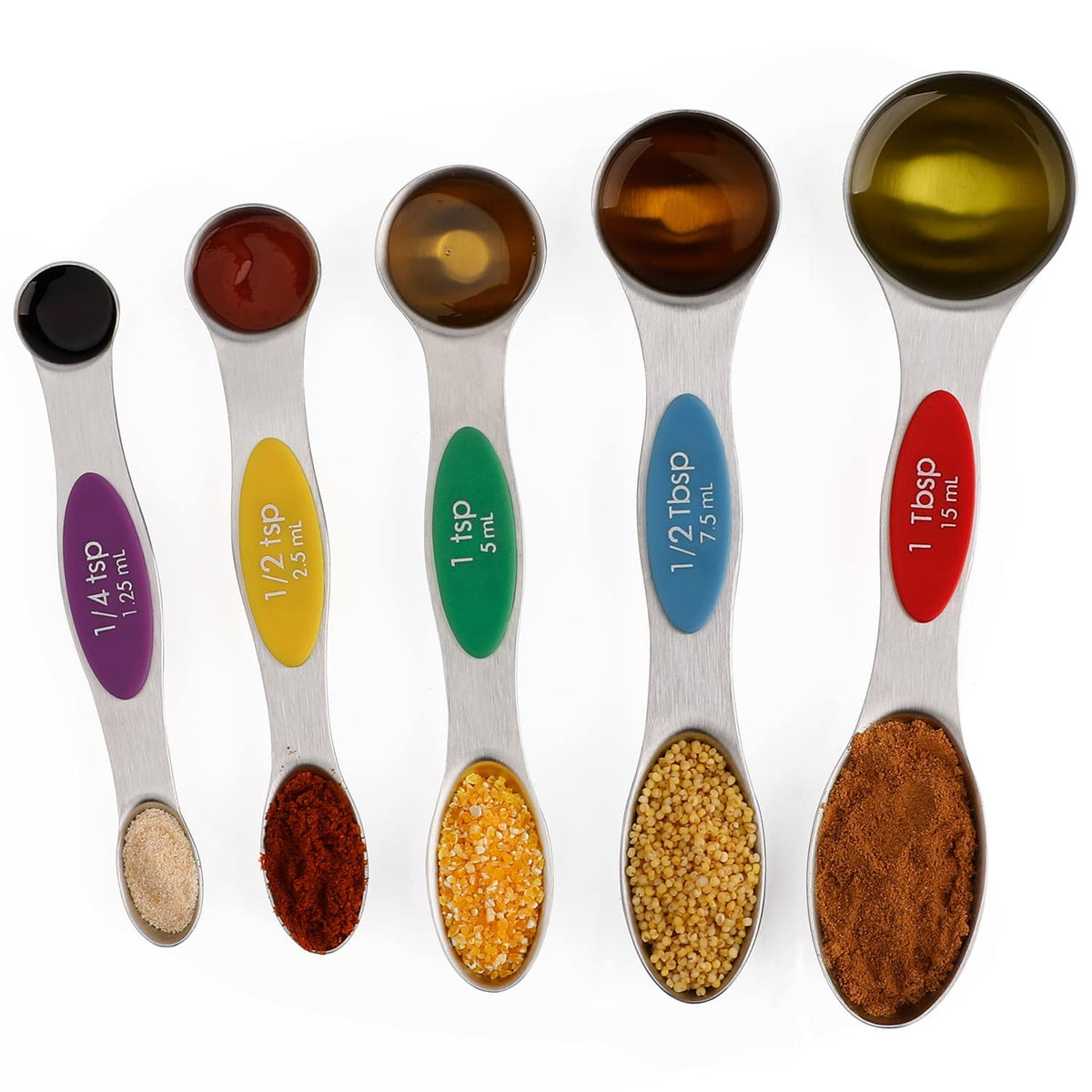 Magnetic Measuring Spoons Set Stainless Steel Dual Sided Stackable Teaspoon