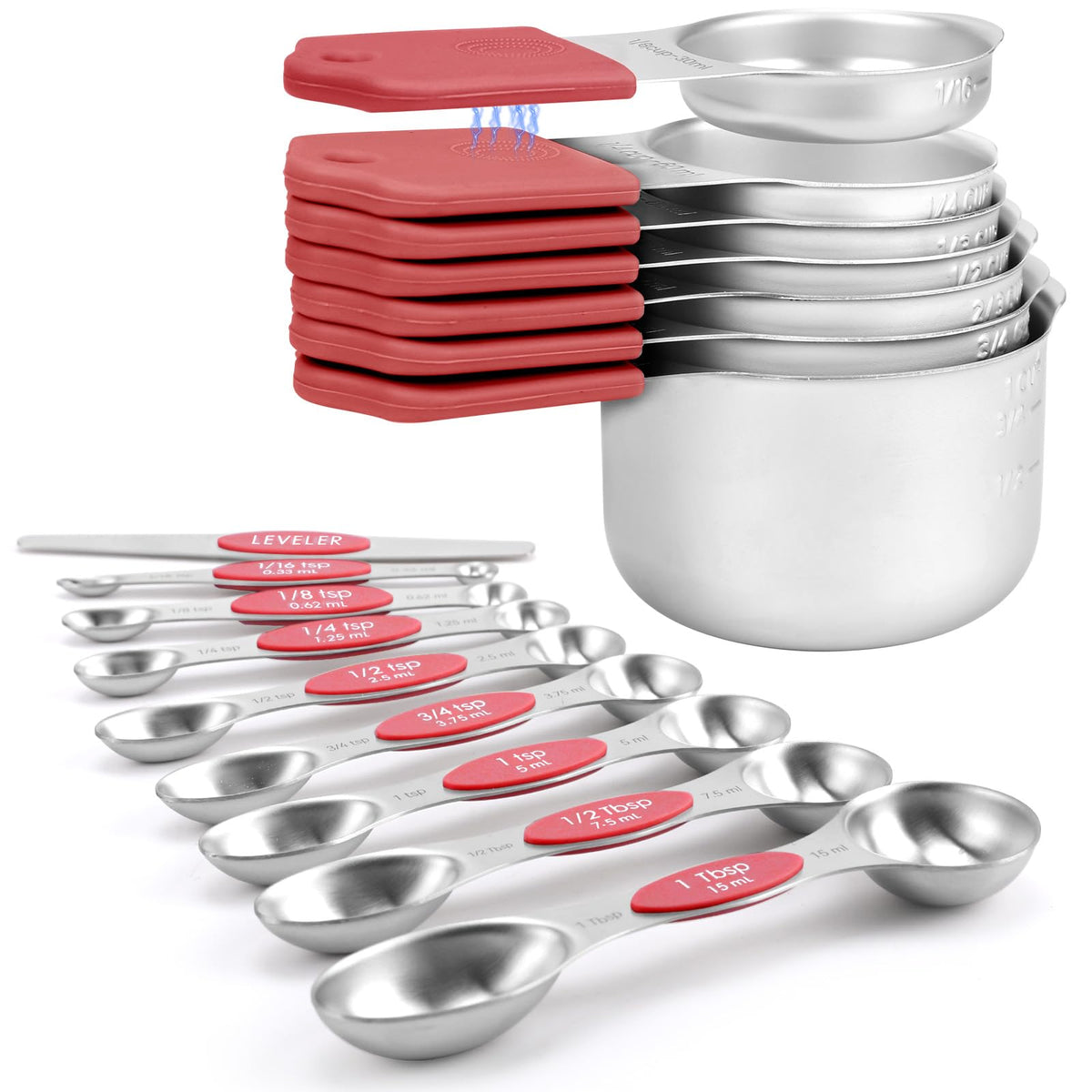Magnetic Measuring Cups and Spoons Set-Heavy Duty 304 Stainless Steel