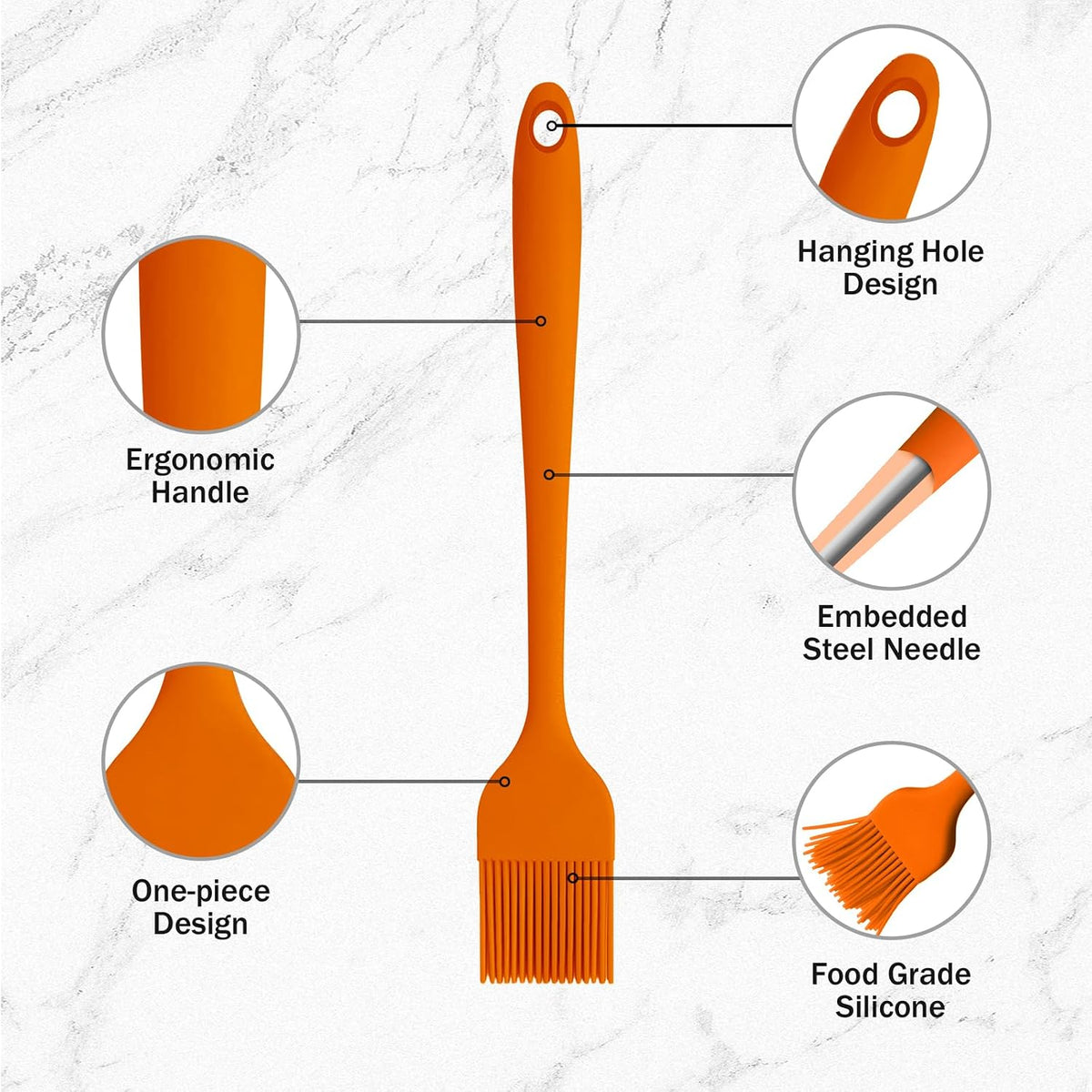 Craebuer Silicone Basting Pastry Brushes, 5 Pack Heat Resistant Cooking Brush for Oil Butter Sauce, Food Brush for BBQ Grill Barbeque Kitchen Baking Cooking