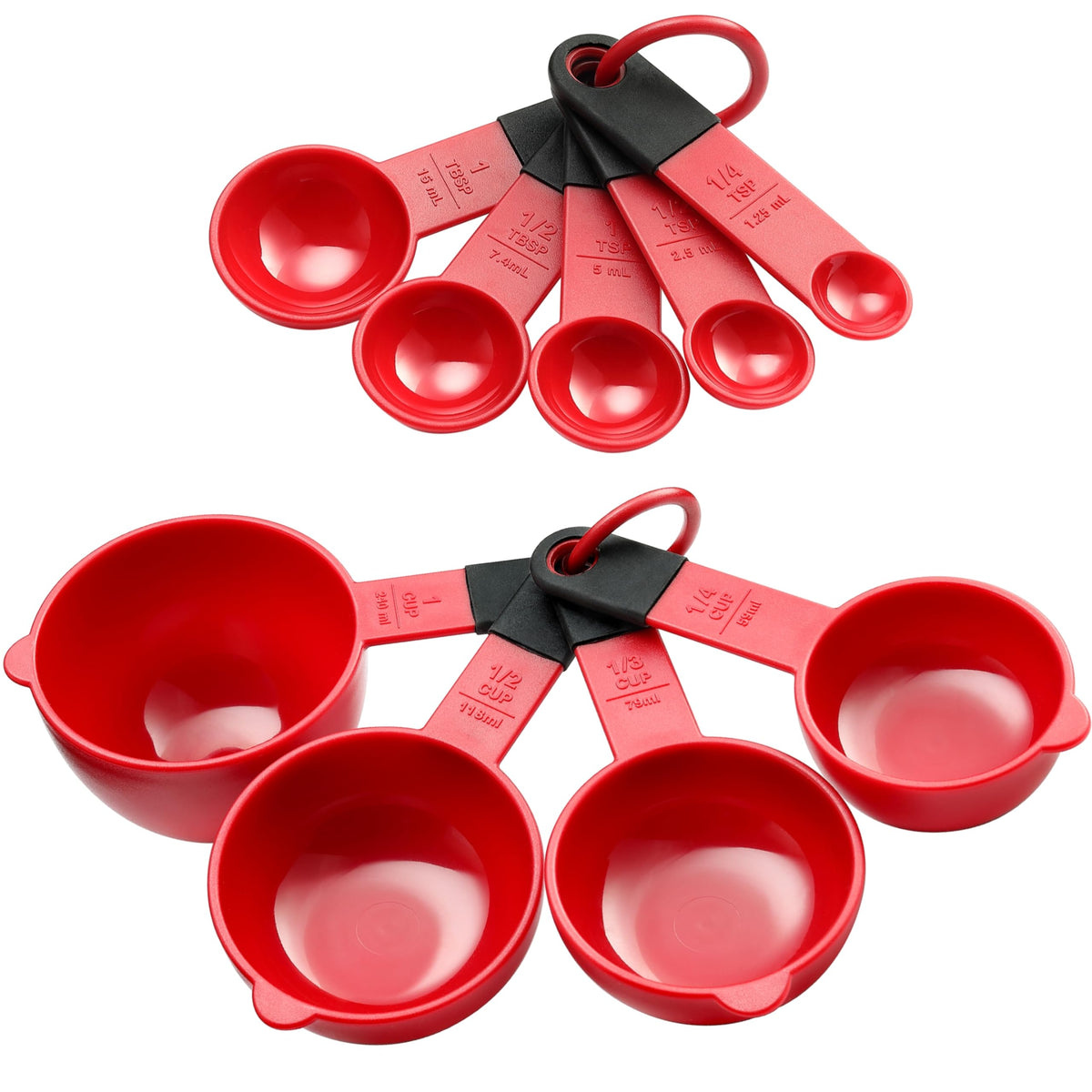 Spring Chef Black Magnetic Measuring Cups & Spoons - 9 pcs - Nesting Design