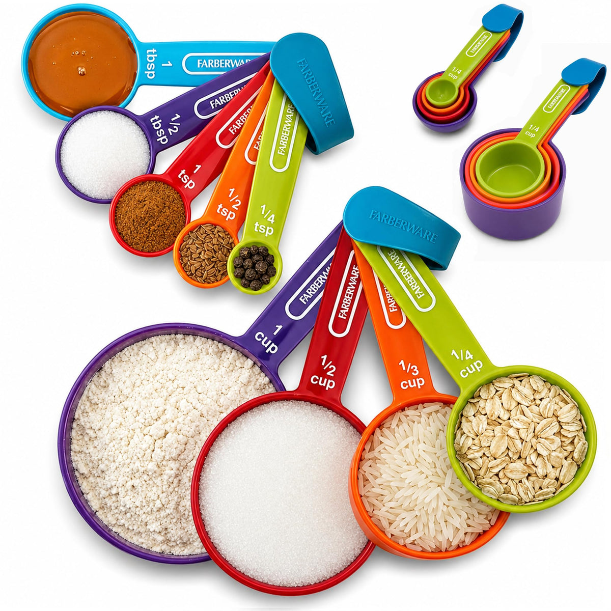 Farberware Color 9-Piece Measuring Cups and Spoons Set, Set of 9