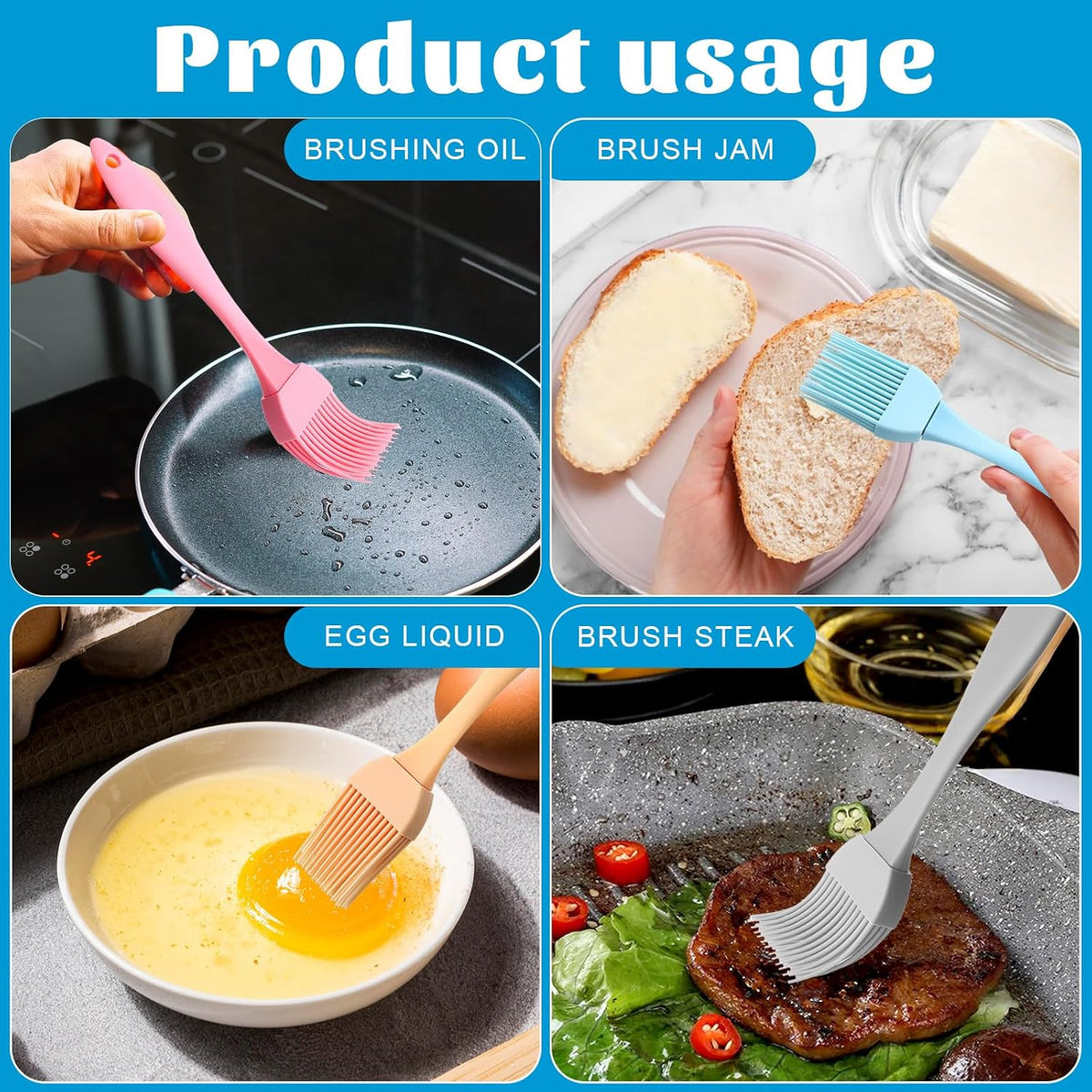 Yuanchu 5 Pcs Silicone Basting Brush, Pastry Brushes Heat Resistant BPA Free
