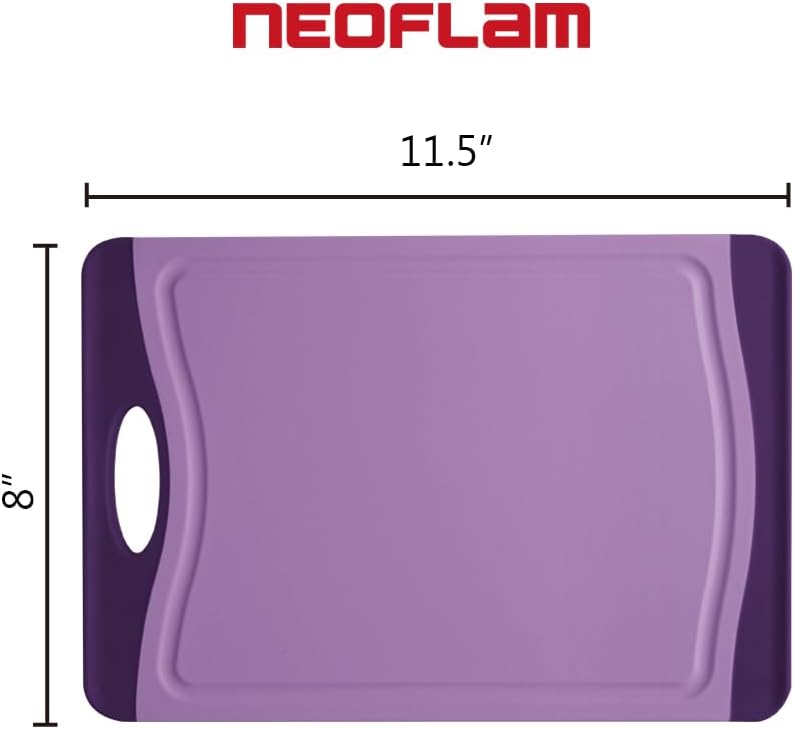 Neoflam Flutto Poly Cutting Board - Purple, Durable Plastic, Knife-Scratch Resistant, Large Handle, Kitchen Essential (11.5 x 8 x 0.4 inches)
