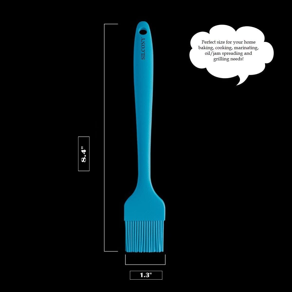 8.4" Silicone Basting Pastry Brush - Perfect for Oil Butter Spread, Marinades, Baste, BBQ, Grill, Cooking - BPA Free, Food Grade Material, Dishwasher Safe (3, 8.4 Inches)