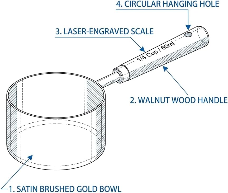 Measuring Cups and Spoons Set, 8 Pack, Gold Finish