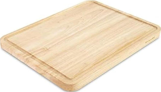 KitchenAid Classic Rubberwood Cutting Board with Perimeter Trench, Reversible Chopping Board, 11-inch x 14-Inch, Natural