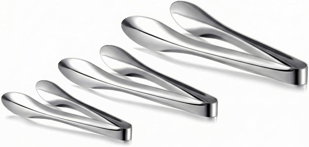 3 Pack Silver Polished Serving Tongs 9 Inch,12 Inch, 6 Inch