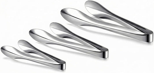3 Pack Silver Polished Serving Tongs 9 Inch,12 Inch, 6 Inch