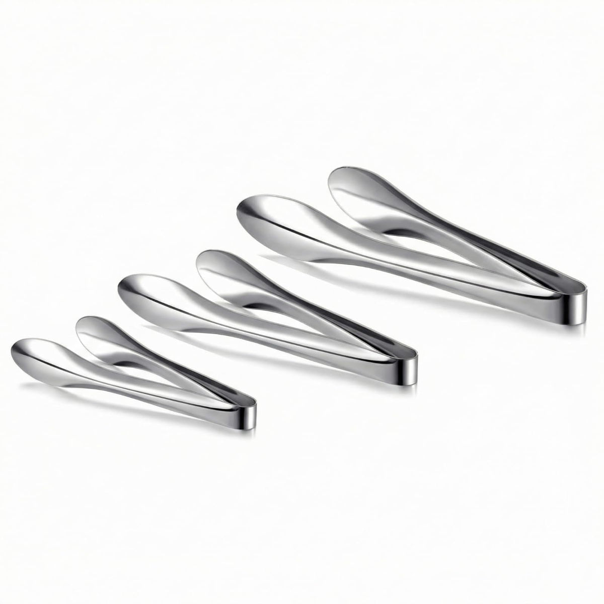 3 Pack Silver Polished Serving Tongs 9 Inch,12 Inch, 6 Inch