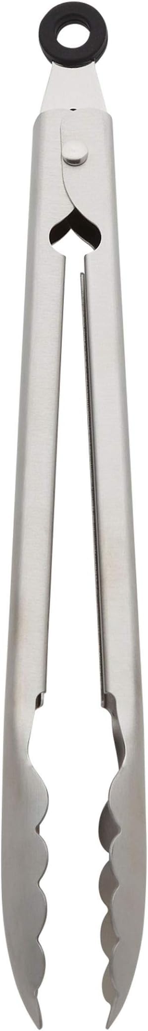 KitchenAid Gourmet Stainless Steel Serving Tongs with Hang Hook and Secure Closing Lock, 9 Inch, Stainless Steel