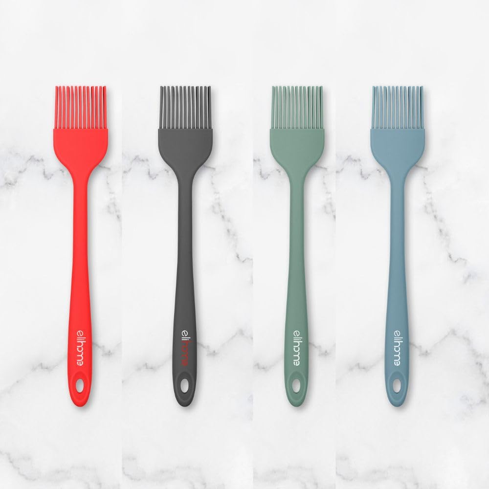 Elihome Mini Silicone Basting Pastry Brush, Cooking Brush for Oil Sauce Butter Marinades, Food Brushes for BBQ Grill Kitchen Baking, Baster Brushes Food Grade, Slate Teal Grey
