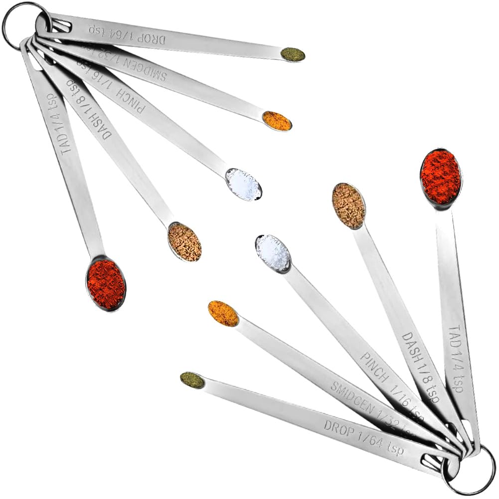 14PCS Measuring Spoons Set, 1 tbsp, 1/2 tbsp, and 1-1/16tsp Stainless Steel Measuring Spoons for Cooking Baking Spice Jars and Liquid Ingredients
