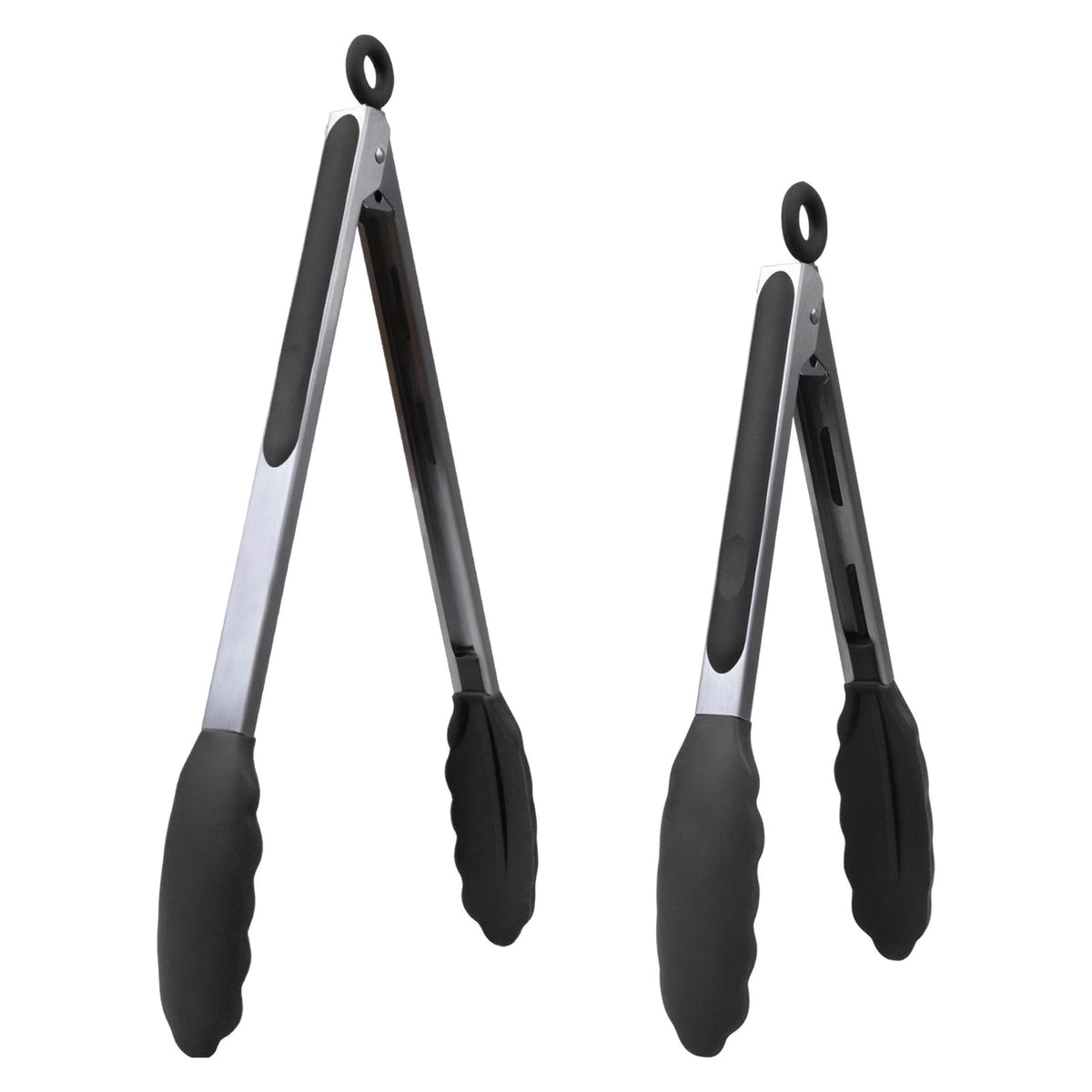 Kitchen Silicone Tongs for Cooking with Non-Slip Silicone Tips, 600°F Heat Resistant Cooking Food Tong Set Heavy Duty Stainless Steel Handle for Baking Grilling BBQ Serving, 2 Pack (9" & 12")