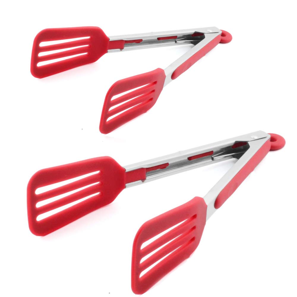 Cooking Tongs 9" and 12" Stainless Steel Kitchen Silicone Serving Tongs