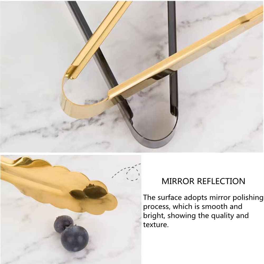 2-Pack 9 Inch Gold Serving Tongs Barbecue Food Tongs Buffet Tongs Non-slip & Easy Grip Stainless Steel Gold Kitchen Cooking Tongs, Salad, Bread, Ice, Frying,Grilling,Pastry,Oven