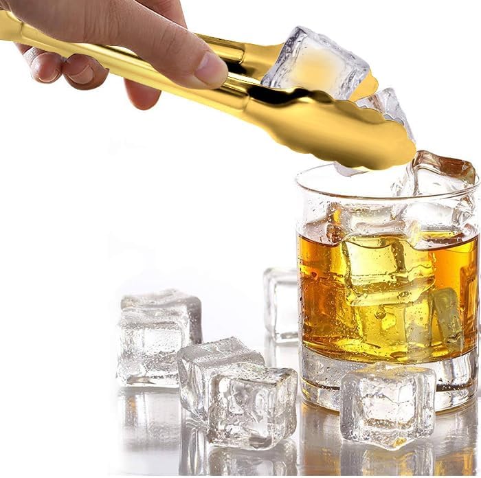4 Pack Gold Serving Tongs XEVOM Buffet Tongs Serving Utensils Salad Tongs Stainless Steel Gold Plated Buffet Serving Tongs,9 Inch