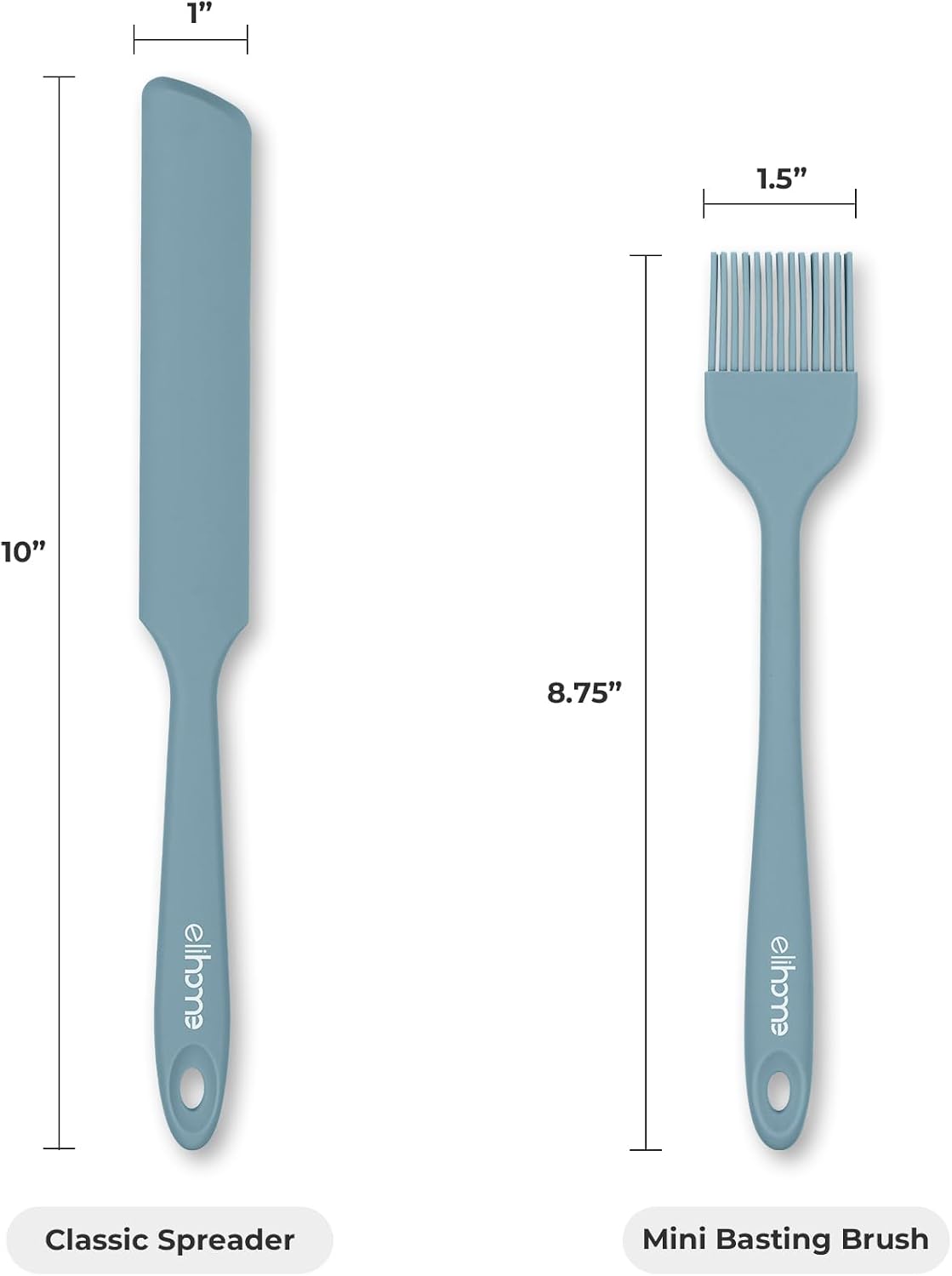 Elihome Mini Silicone Basting Pastry Brush, Cooking Brush for Oil Sauce Butter Marinades, Food Brushes for BBQ Grill Kitchen Baking, Baster Brushes Food Grade, Slate Teal Grey