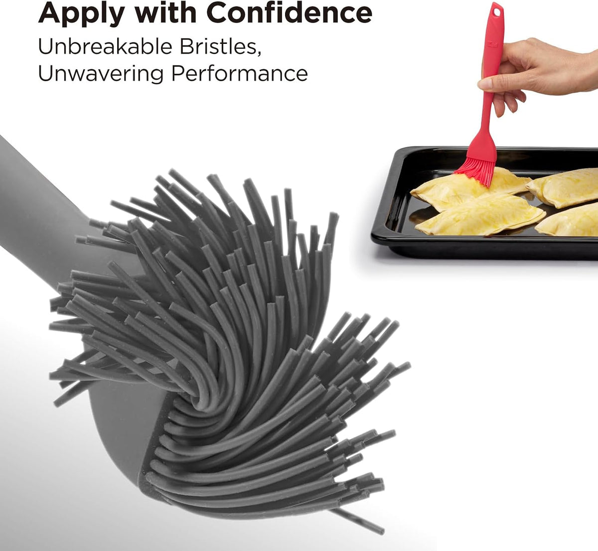 Kitchen Mama WaltzGrip Platinum Silicone Basting Pastry Brush, Metal Gray