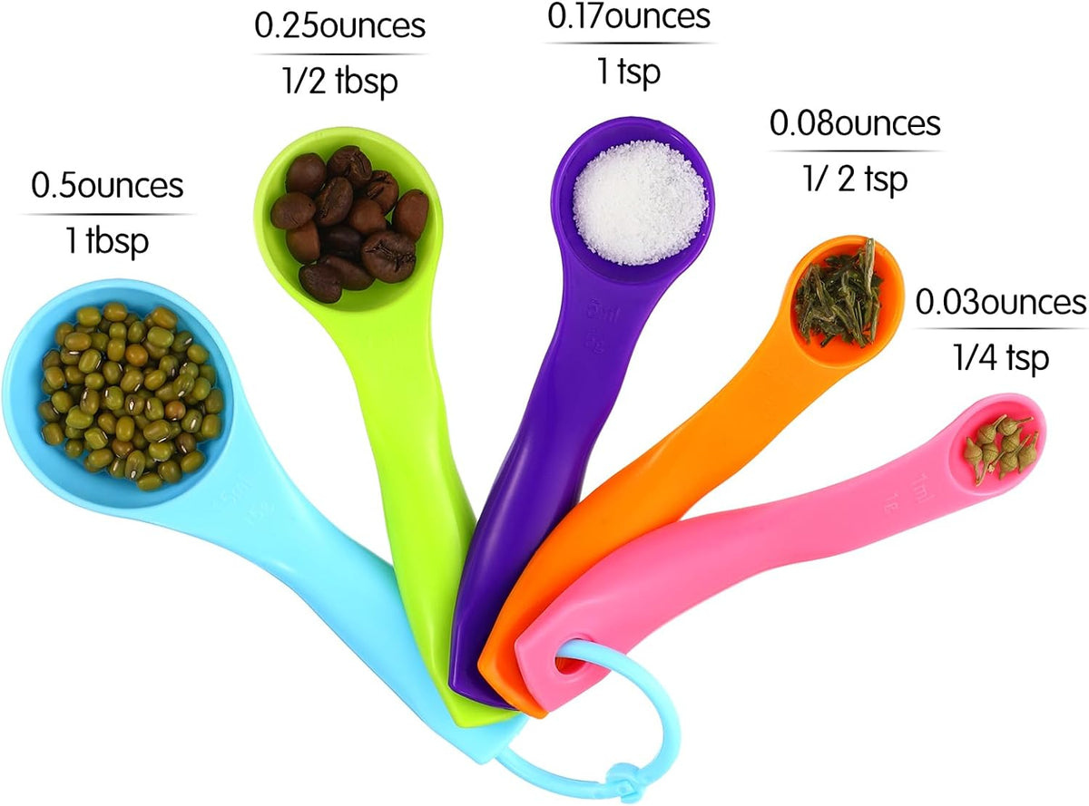 Frienda 20 Pcs Colorful Plastic Measuring Spoons for Kitchen Baking