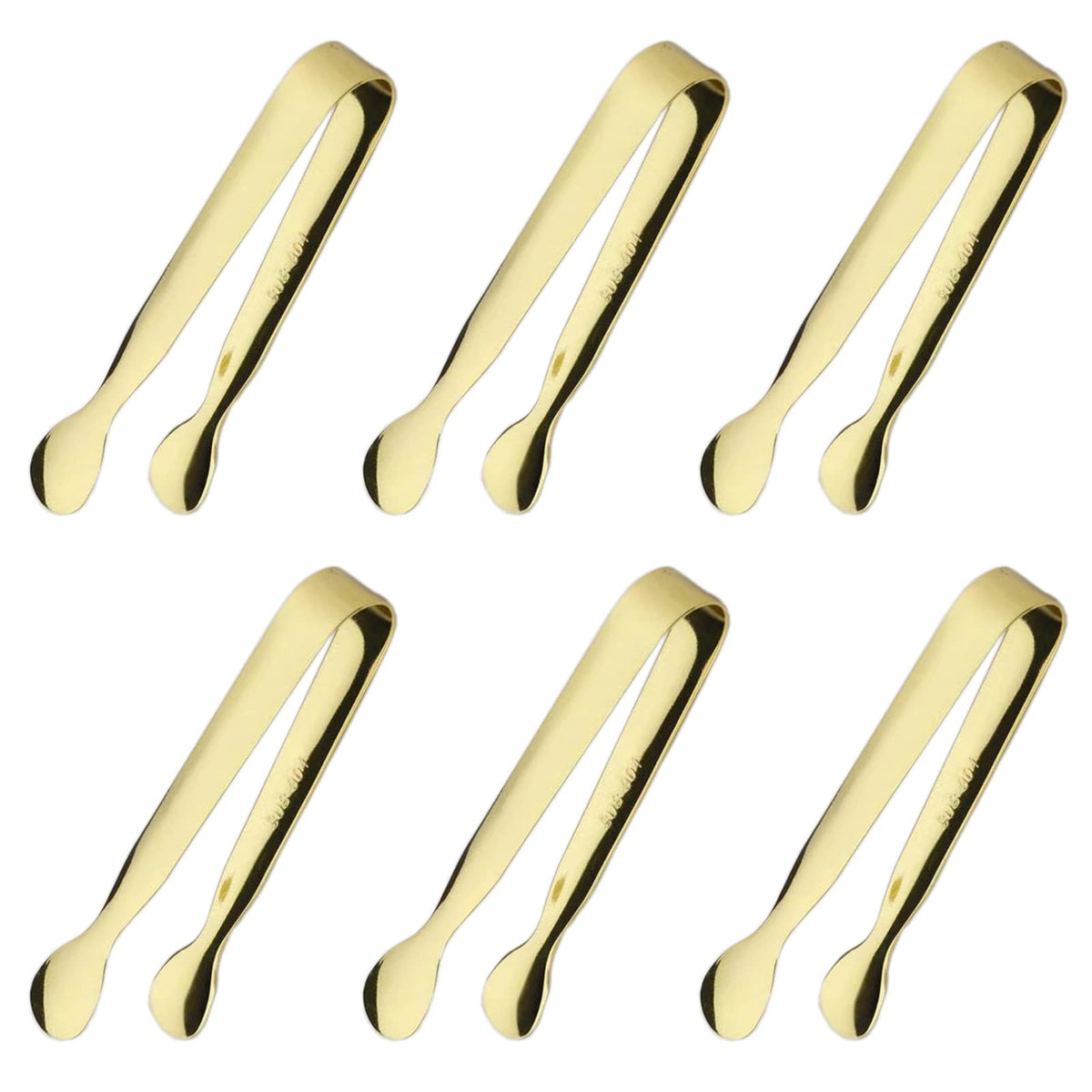 6PCS Ice Tongs Mini Sugar Tongs 4.25Inch Stainless Steel Kitchen Utensils Set,Small Serving Tong and Tiny Kitchen Tong for Appetizers,Tea Party, Coffee Bar, Desserts by Sunenlyst (Silver)