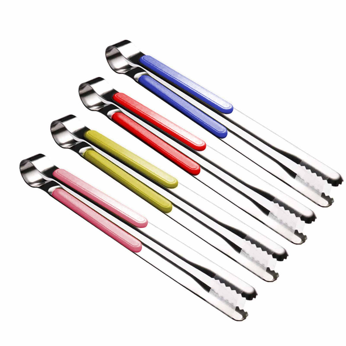 4Pcs Stainless Steel Kitchen Tongs for Cooking - 10" Metal Food Tongs With Non-Slip Comfort Grip, Non-Stick, High Heat Resistant for BBQ, Grilling and Serving
