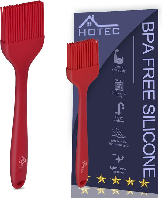 HOTEC 600°F Heat Resistant, Silicone Basting &Pastry Brushes, Red 2