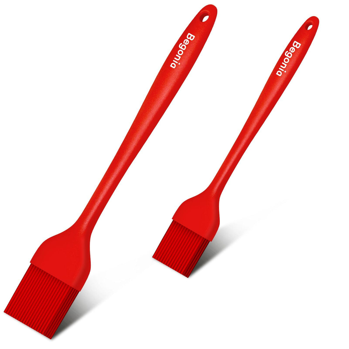 Begonia Silicone Basting Pastry Brush,2pcs 10+8 inch BBQ Sauce Brush,Red
