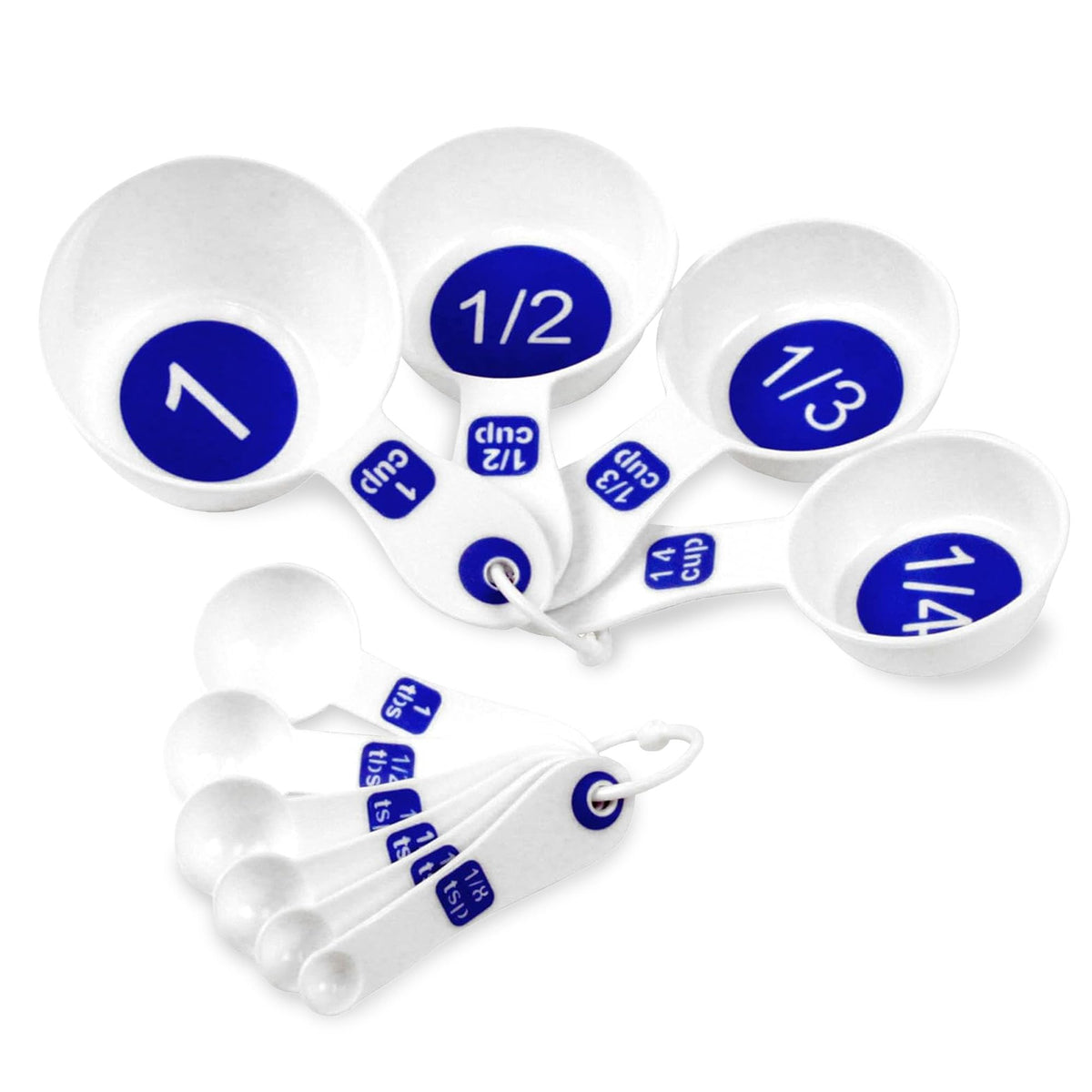 Chef Craft Easy to Read Plastic, Measuring Cup Set, 10 piece set, Blue