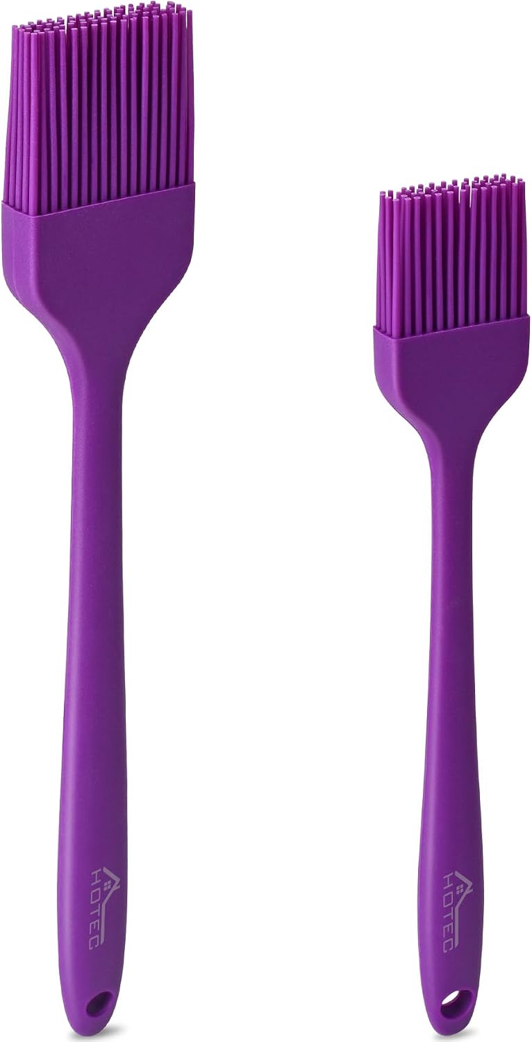 HOTEC 600°F Heat Resistant Silicone Basting &Pastry Brushes, Purple 2