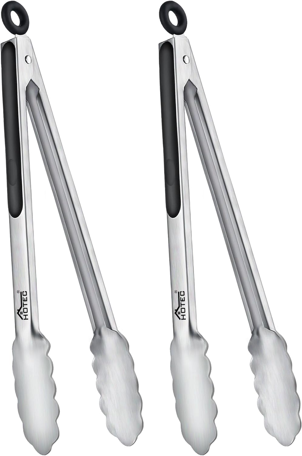 Hotec Tongs for Cooking Premium Stainless Steel Kitchen Tongs Set of 2-12"