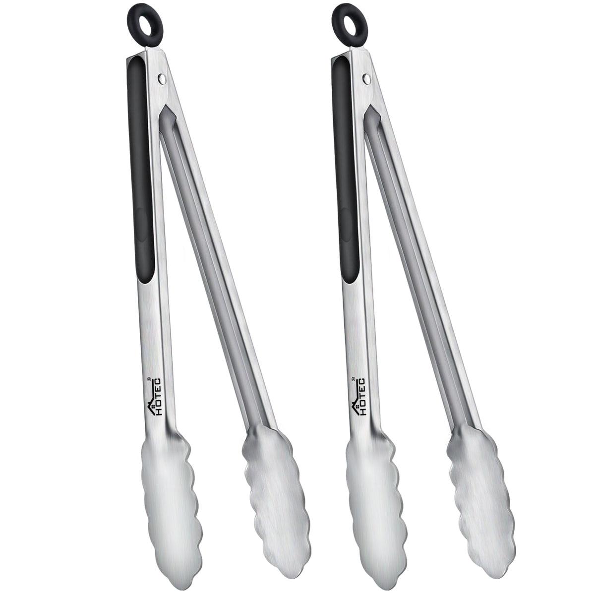 Hotec Tongs for Cooking Premium Stainless Steel Kitchen Tongs Set of 2-12"