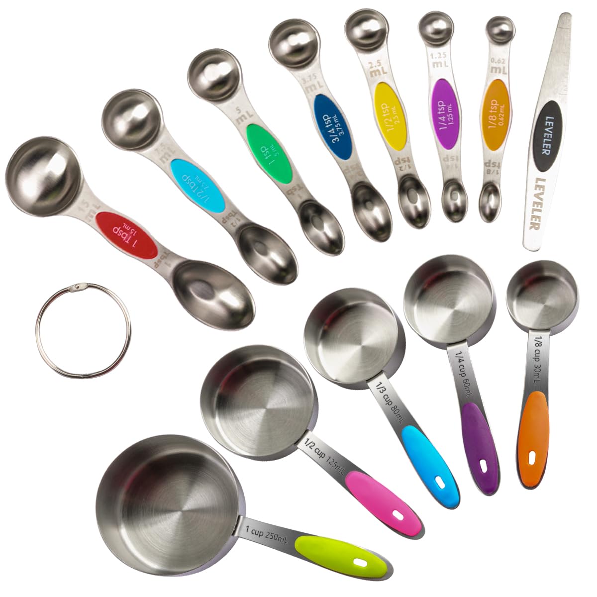 EDELIN Measuring Cups and Magnetic Measuring Spoons Set, Black