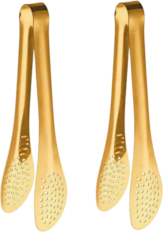 2 Pack Stainless Steel Cooking Tongs, 9 Inch Metal Kitchen Food Serving Tongs for Salad, Bread, Barbecue, Catering, Banquet, Party