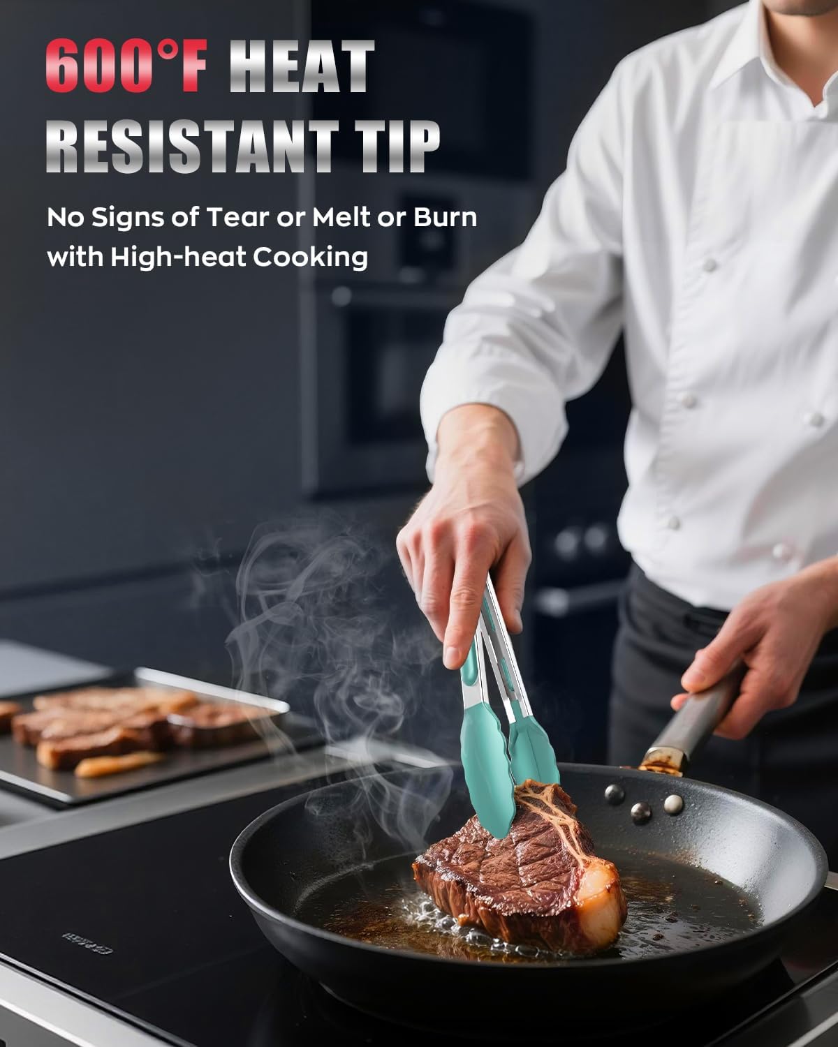 Good Grip Cooking Tongs with Silicone Tips, Set of 3-7" 9" and 12"