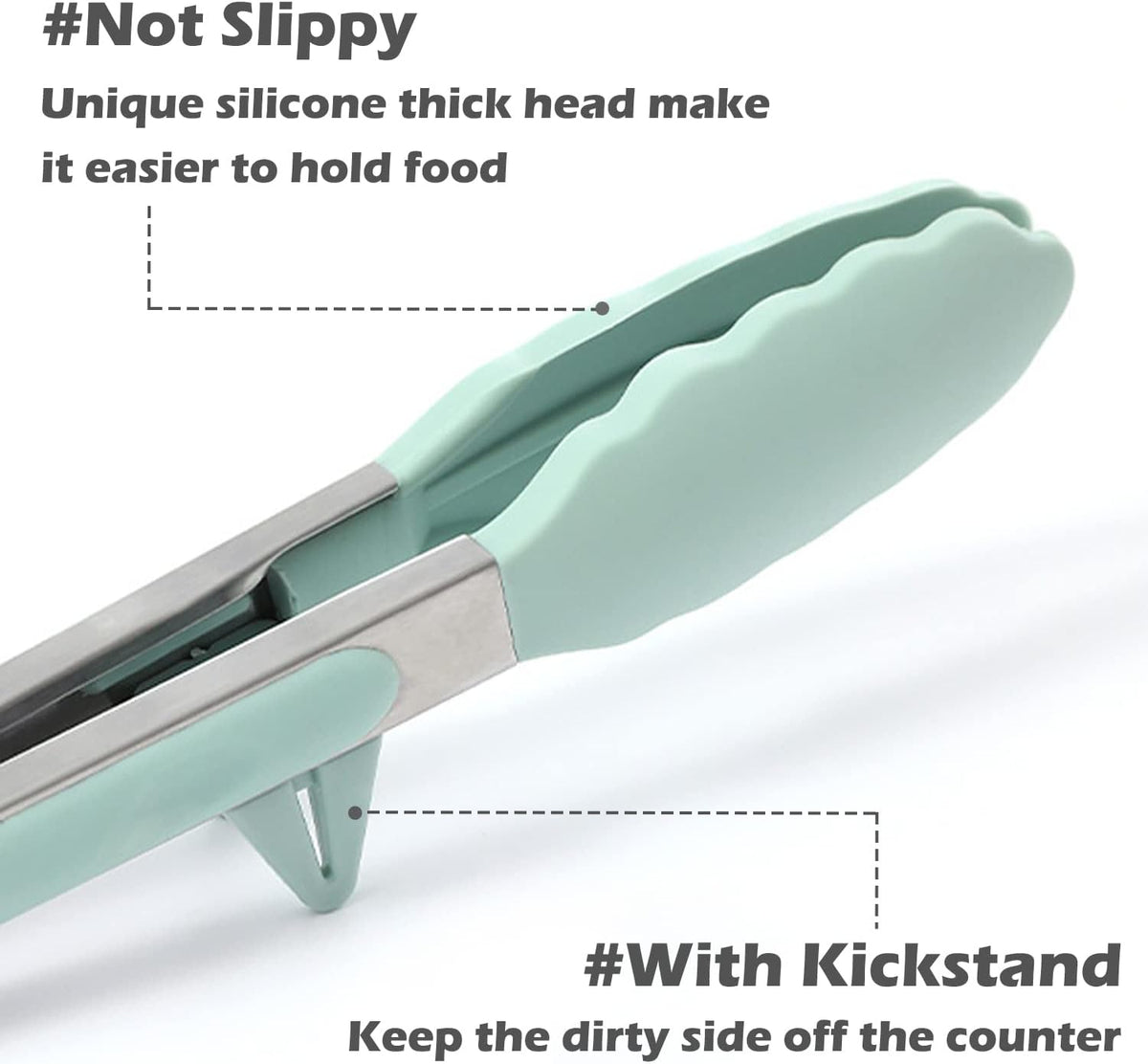 9" Kitchen Tongs for cooking with Silicone Tips, 3Pcs Serving Tongs, Green