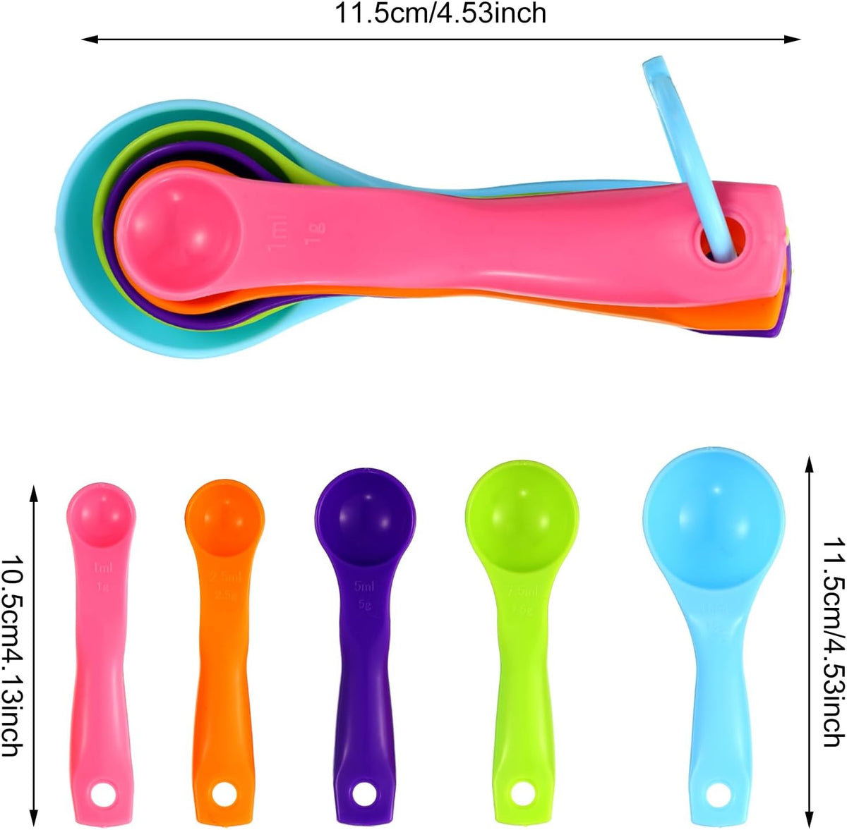 Frienda 20 Pcs Colorful Plastic Measuring Spoons for Kitchen Baking