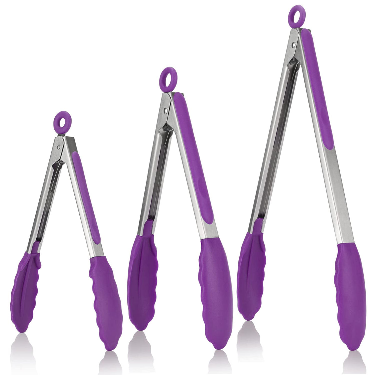 U-Taste Kitchen Tongs for Cooking, 600ºF Heat-Resistant, 3Pcs/Midnight Blue