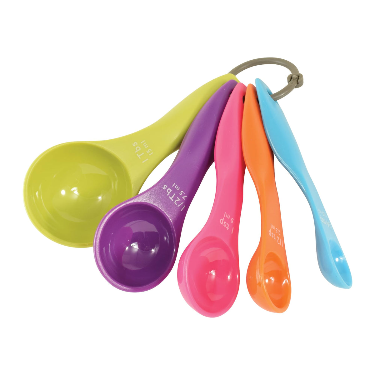 R&M Colorful Measuring Spoons 5-Piece Set – Plastic Nesting Measuring Spoon Set with Tablespoon & Teaspoon Sizes for Cooking & Baking