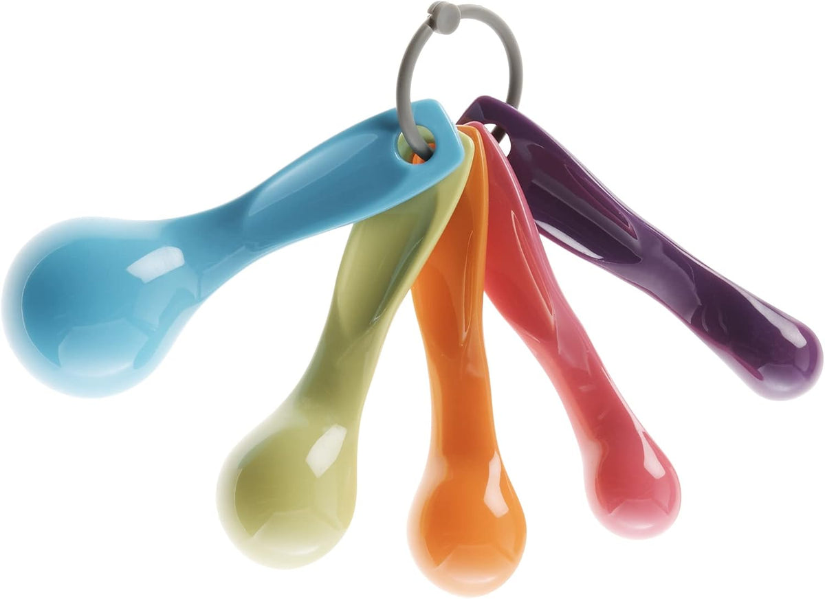 R&M Colorful Measuring Spoons 5-Piece Set – Plastic Nesting Measuring Spoon Set with Tablespoon & Teaspoon Sizes for Cooking & Baking