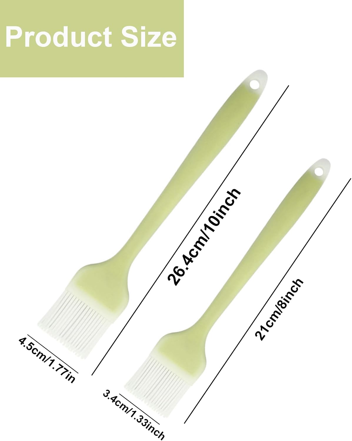 2 Pcs Silicone Basting Brush 10+8 Inch Pastry Brush- Green